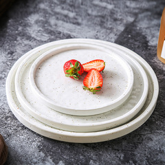日本セラミック洋食プレートクリエイティブパスタピザプレートトレイ石模様フラットプレート野菜プレートフルーツプレート 10inch ラウンドプレート