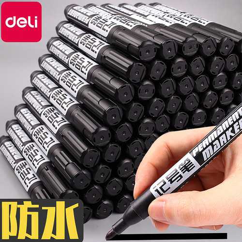 Deli 6881 marker single-head oil-based pen quick-drying waterproof thick-head signature express large-head marker pen wholesale