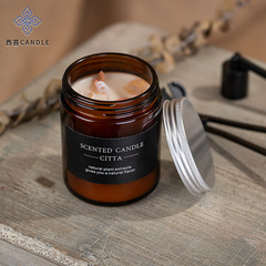 廠家跨境歐美棕色玻璃杯香薰禮盒大豆蠟燭批發禮物伴手禮家用代發