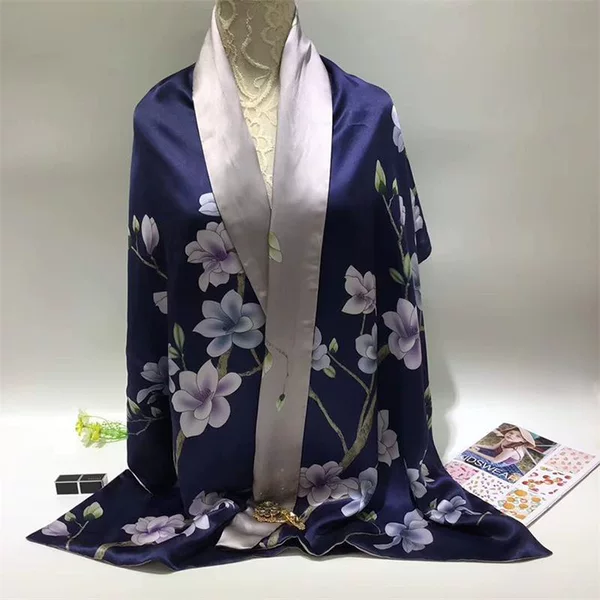 Heavy mulberry silk button shawl silk satin double-layer double-sided scarf cheongsam with autumn and winter scarf winter scarf