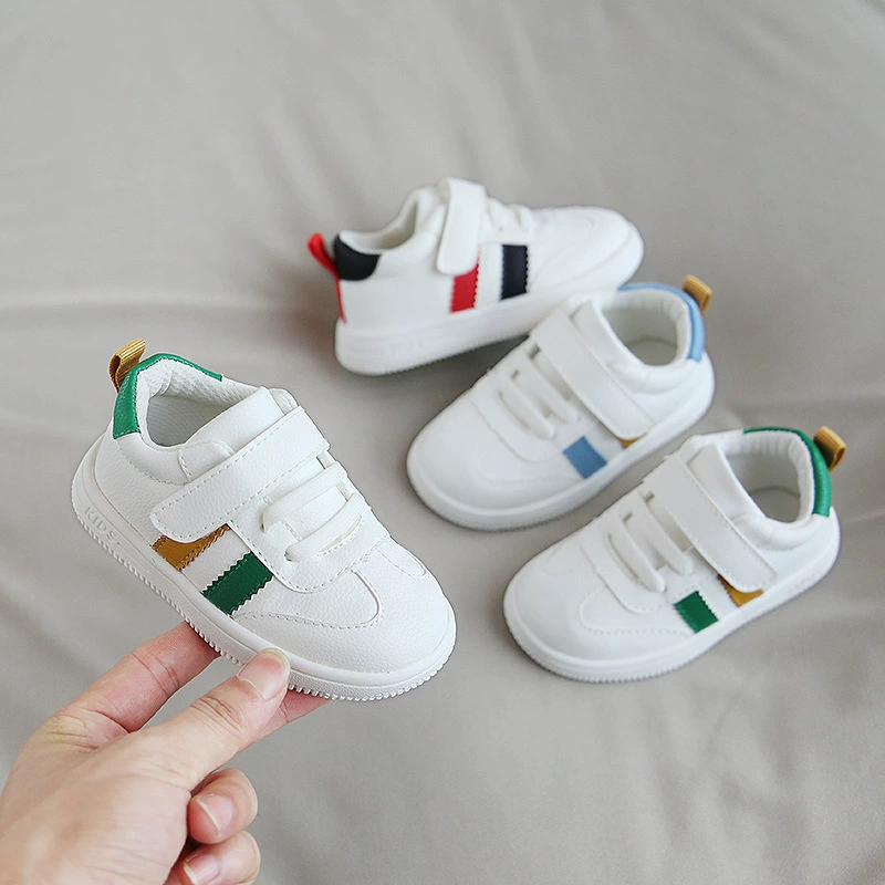 Xiaoxiao 1-2-3 года осенние кожаные белые туфли новые мальчики и девочки мягкая подошва детская обувь на липучке обувь для малышей