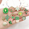 Set, metal pendant, earrings handmade, green necklace