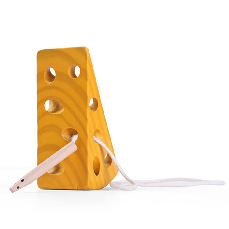 Procesamiento personalizado queso de hilo ratón usar queso de madera bebé puzzle de hilo juego de hilo