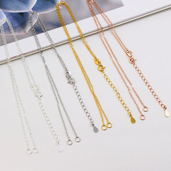 S925 Pure Silver Cross Double Circle Necklace DIY Collar Chain Accessory Double Ring Semi-Finished Can Add Pendant O-Buckle Necklace