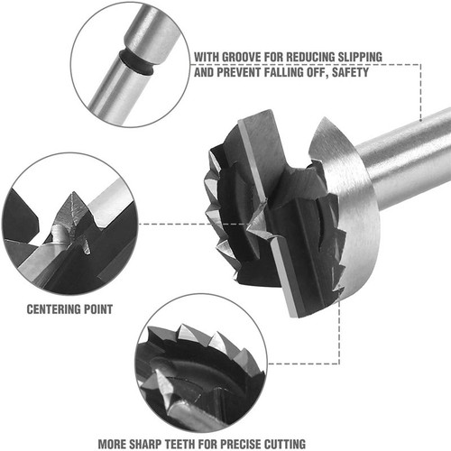 Drill bit expander desktop round wood board punching door lock hinge drill 16pcs set woodworking multi-tooth flat wing drill
