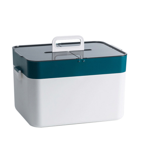 Large medicine box double-layer household plastic separated first aid box simple large-capacity storage dustproof moisture-proof and durable model