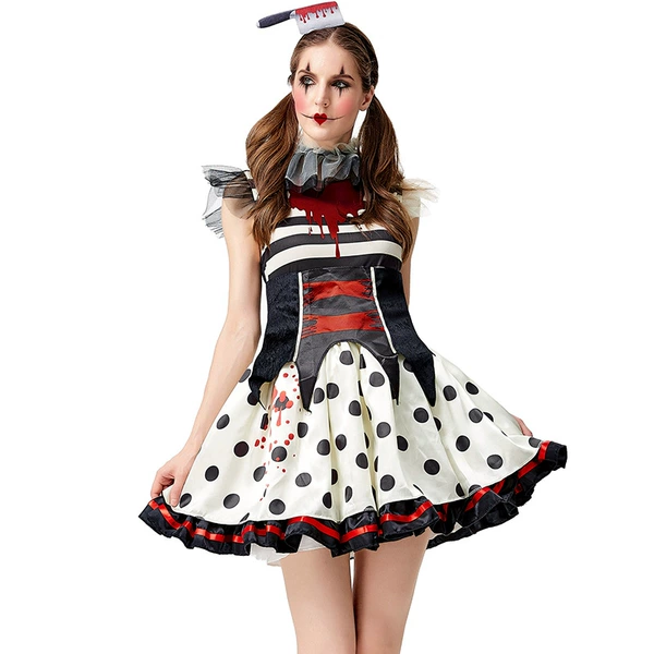 Blood stained polka dot clown