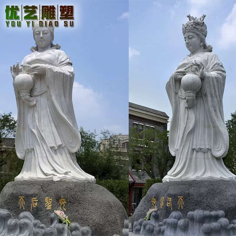 定制安装大型花岗岩妈祖雕塑 户外城市海边广场佛像石雕妈祖像