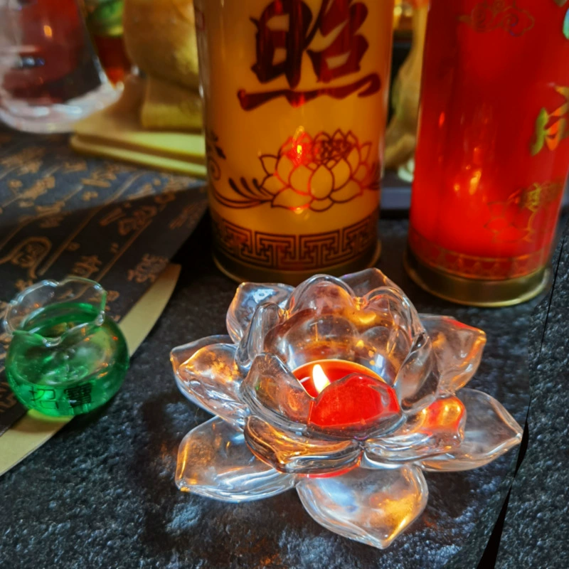 Кристаллическая лотосовая кибер-лампа на 12 часов для Buddhist свечи храм храм, храм Буддийский храм для лампы свет светильников, ультра-стеклянная прозрачная модель