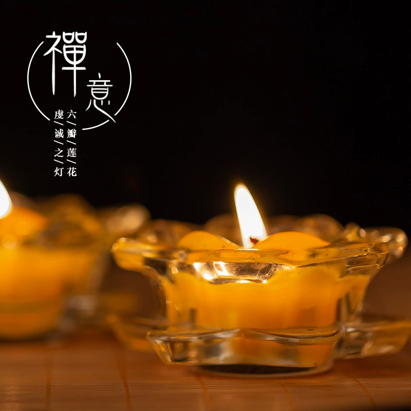 Кристаллическая лотосовая кибер-лампа на 12 часов для Buddhist свечи храм храм, храм Буддийский храм для лампы свет светильников, ультра-стеклянная прозрачная модель