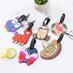 Cartoon luggage tag PVC from soft rubber, silicone suitcase for traveling, airplane, with your logo imprint