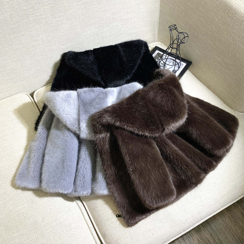 Children's cotton jacket winter clothing boys and girls children's stylish water mink fur faux fur coat children's thickened cotton jacket mink coat 