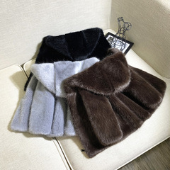 Children's cotton jacket winter clothing boys and girls children's stylish water mink fur faux fur coat children's thickened cotton jacket mink coat 
