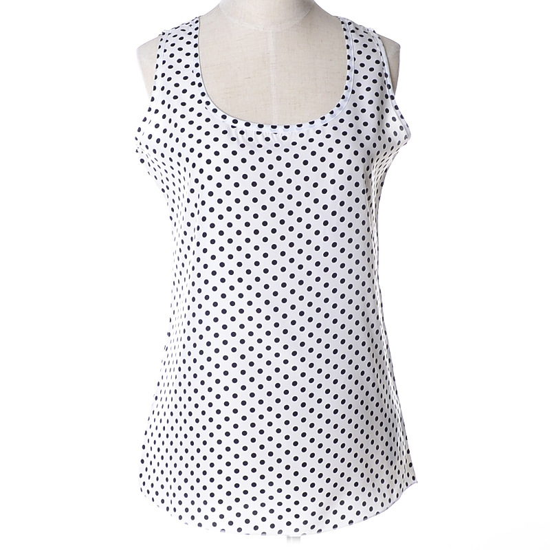 Lower Shelves--European Station Plus Size Export Women's Sleeveless Vest Printed Chiffon Shirt Suspbottomer Loose Bottoming Shirt