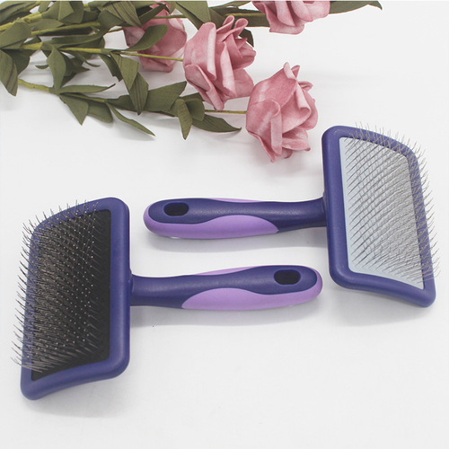 Chuanji Double Purple Star Dog Beautician Cat Hair Brushing Needle Comb Curved Soft and Hard Needle Brush Floating Hair Plastic Handle Supplies