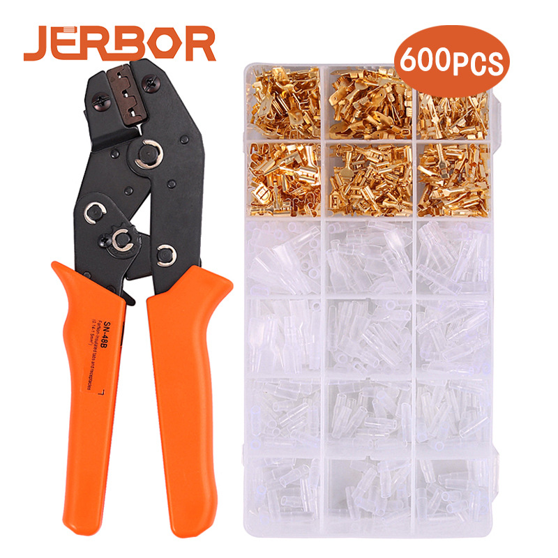 压线钳冷压裸端子套装 插簧压线钳绝缘压接钳插簧针型钳48b套装