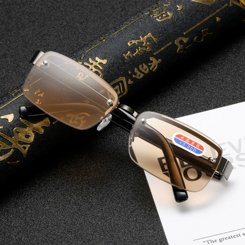 Новые классические плоские хрустальные очки для чтения оптом удобные безрамные HD очки для пожилых мужчин и женщин от дальнозоркости