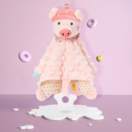Soothing towel, baby can enter soothing doll, 0-1 year old baby sleeping plush hand puppet soothing toy