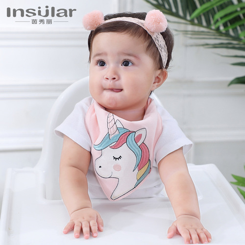 3-pack Yinxiuli pure cotton baby saliva towel baby snap triangle saliva towel scarf bib bib cross-border