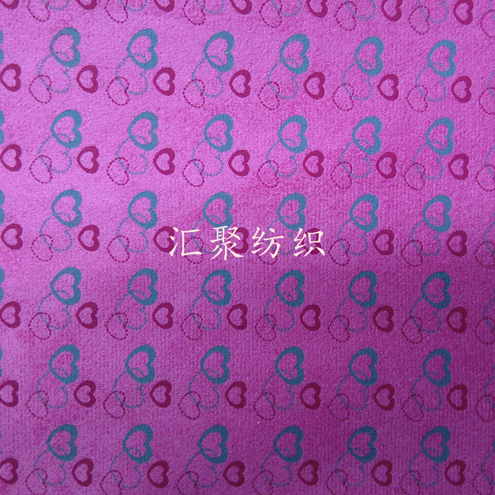 麂皮绒胶浆印花 双色桃心台板印花 台板