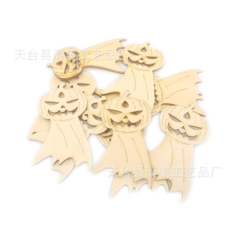 Madera Halloween madera botones decorativos Ghost Festival madera chips 10 unidades un paquete