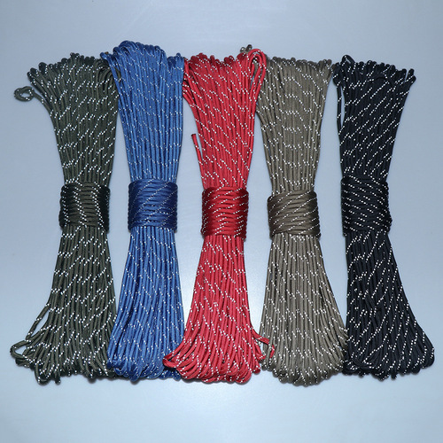 Foreign trade hot-selling 4mm 10-core reflective parachute rope 31 meters outdoor camping survival rope military regulation 550 multi-function match rope