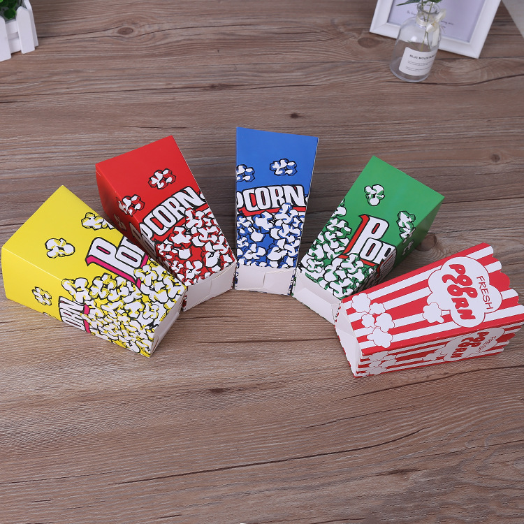 爆米花折叠纸盒一次性食品纸盒方型白卡纸打包盒LOGO