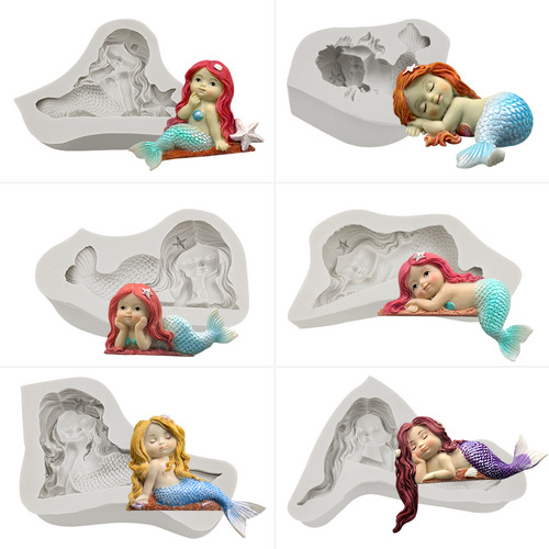 Sanxin Mermaid Fondant Silicone Mold DIY Chocolate Cake Baking Plaster Ornament Handmade Soap Grinding Tool