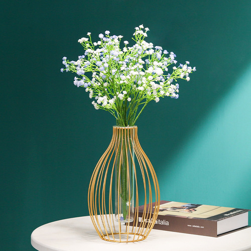 Nordic ins iron geometric transparent glass decorative vase home desktop dry flower plant flower vase ornaments