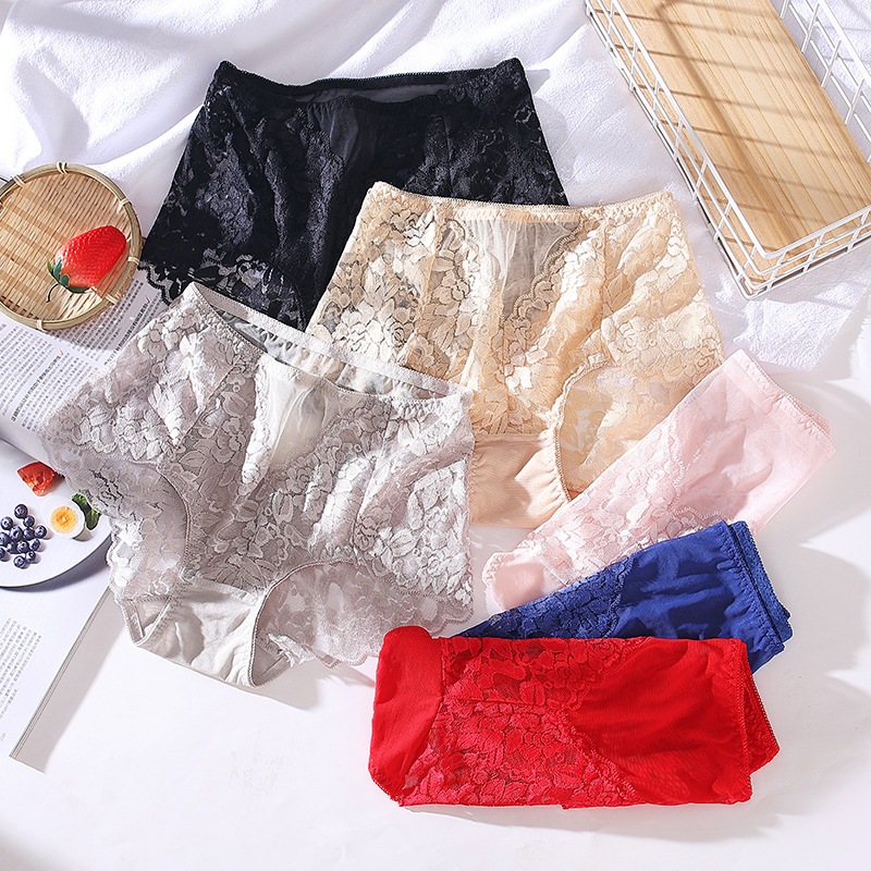 High-waisted sexy lace panties for women, pure and alluring style, lifts buttocks and flattens the abdomen, seamless, plus size.