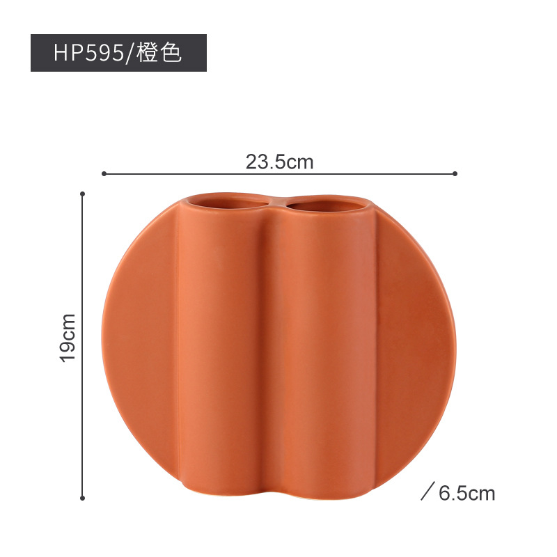 Nórdico florero de cerámica decoración hogar creativo sala de estar decoración suave modelo habitación arreglo floral arte geométrico decoración flor dispositivo