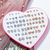 Earrings from pearl, cute plastic cartoon set, 36 pair, Korean style, simple and elegant design, European style