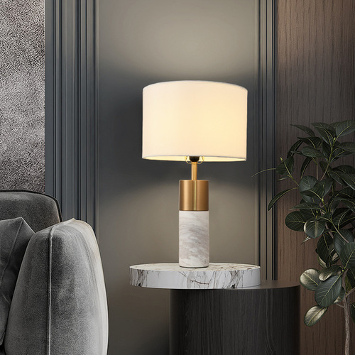 Nordic light luxury marble desk lamp, unique creative night light, retro bedroom modern decor small table lamp
