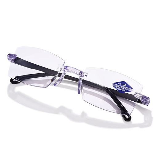 New Blue Light Blocking Diamond Edge Bifocal Reading Glasses, Frameless Integrated High Definition Reading Glasses, Factory Wholesale