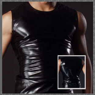 新款表演服漆皮背心仿皮/性感紧身/男士内衣厂家直销一件代发