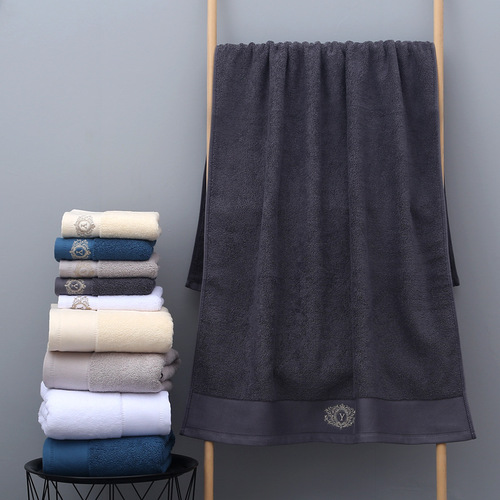 High-Grade Hotel Quality Pure Cotton Bath Towels for Men and Women, Non- shedding, Thick and Absorbent Shower Towels for Couples with Embroidered Logo