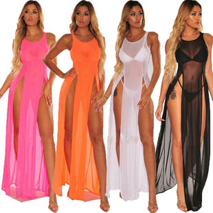 Cross-border products new European and American sexy lingerie sexy mesh high slit dress factory wholesale