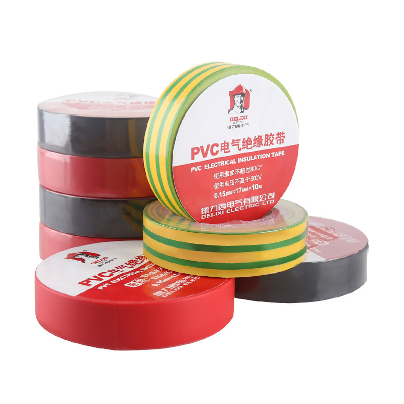 Delixi Electrical Tape Insulation Tape PVC10M20 m High Temperature Flame Retardant Tape Yellow Green Red Blue Black Five Colors