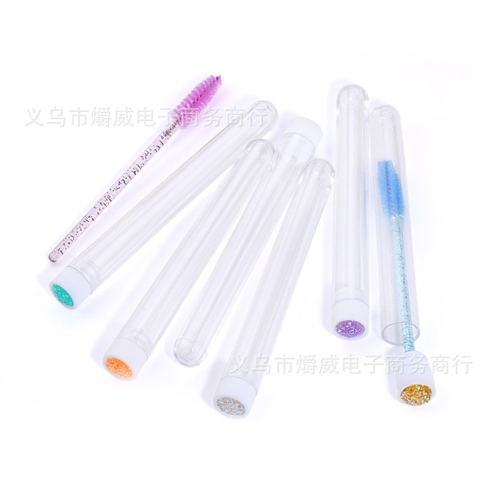 Cepillo de pestañas de tubo independiente transfronterizo nueva cola rhinestone cara sonriente cepillo de pestañas multicolor opcional LOGO