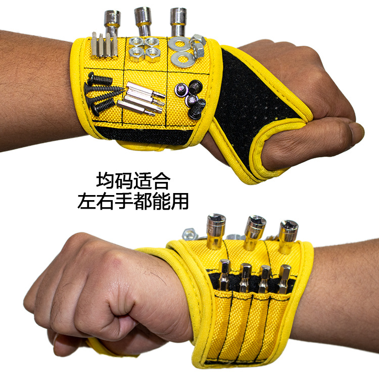 Pulsera magnética para herramientas con fuerte imán, diseño ergonómico con correa ajustable, práctica y resistente