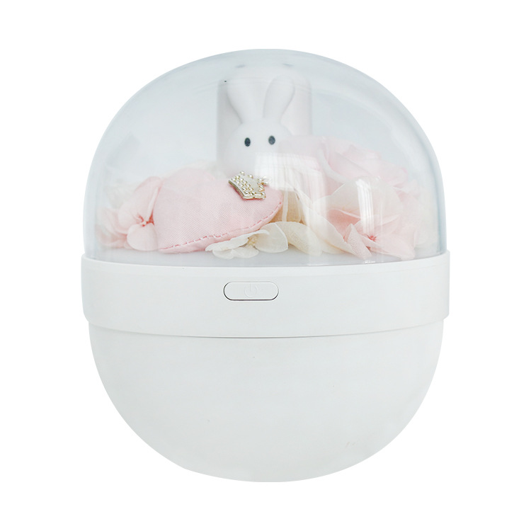 Regalo de San Valentín, rosa real, humidificador brillante, tres colores disponibles, muñeca conejo, luz ambiental, caja de regalo de flor eterna