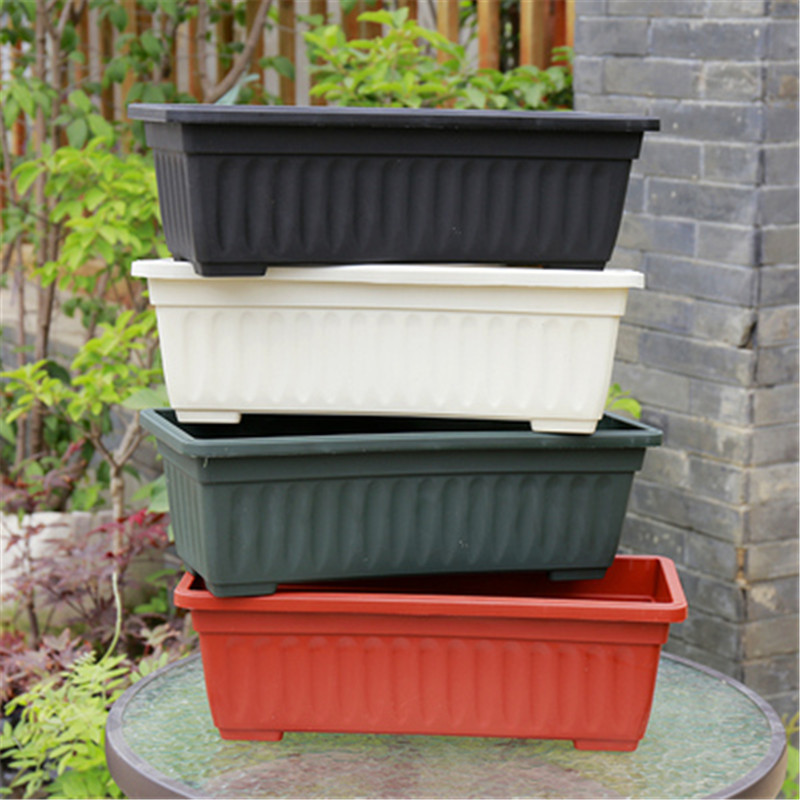 Venta al por mayor olla vegetal balcón rectangular olla vegetal resina creativa maceta engrosada extra grande caja de plantación Fuente de la fábrica