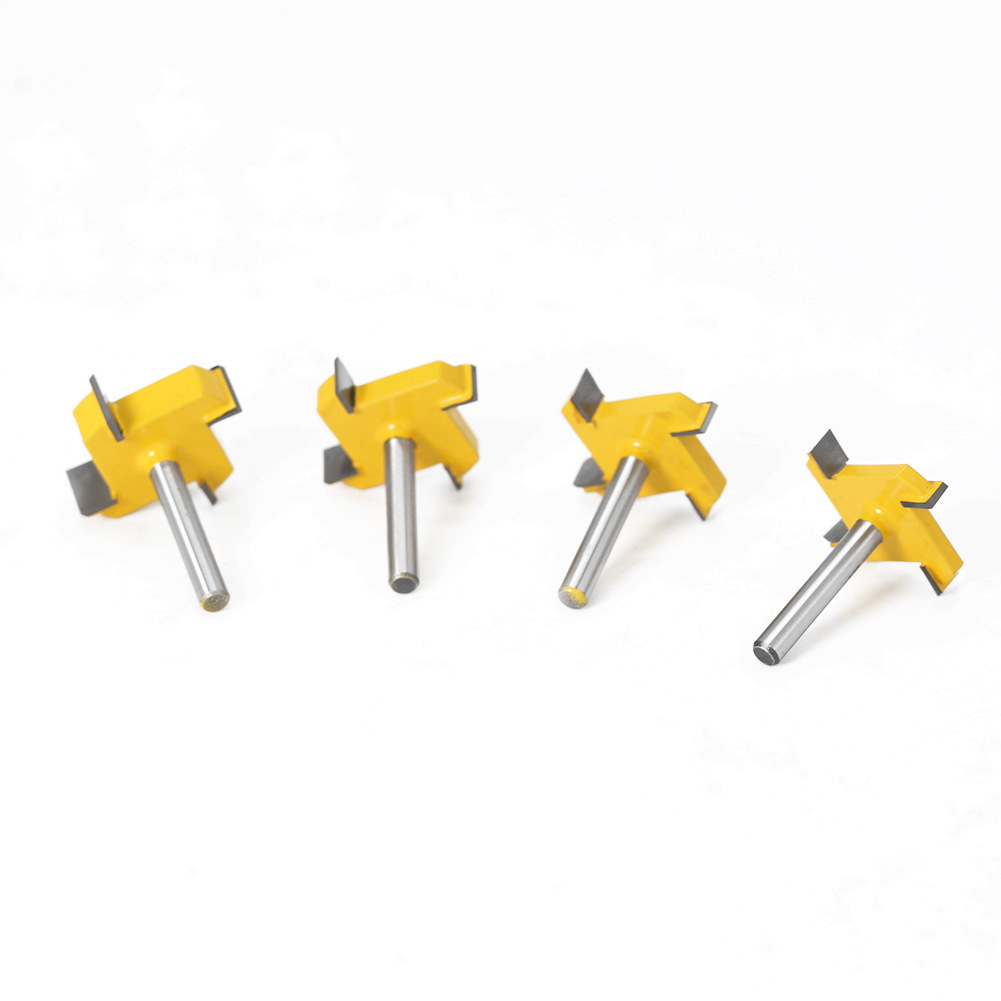 Cuchillo en T de cuatro cuchillas 1/4 Mango 6-MANGO cuchillo de ranurado cuchillo de carpintería material grado industrial cuchillo en T de cuatro dientes