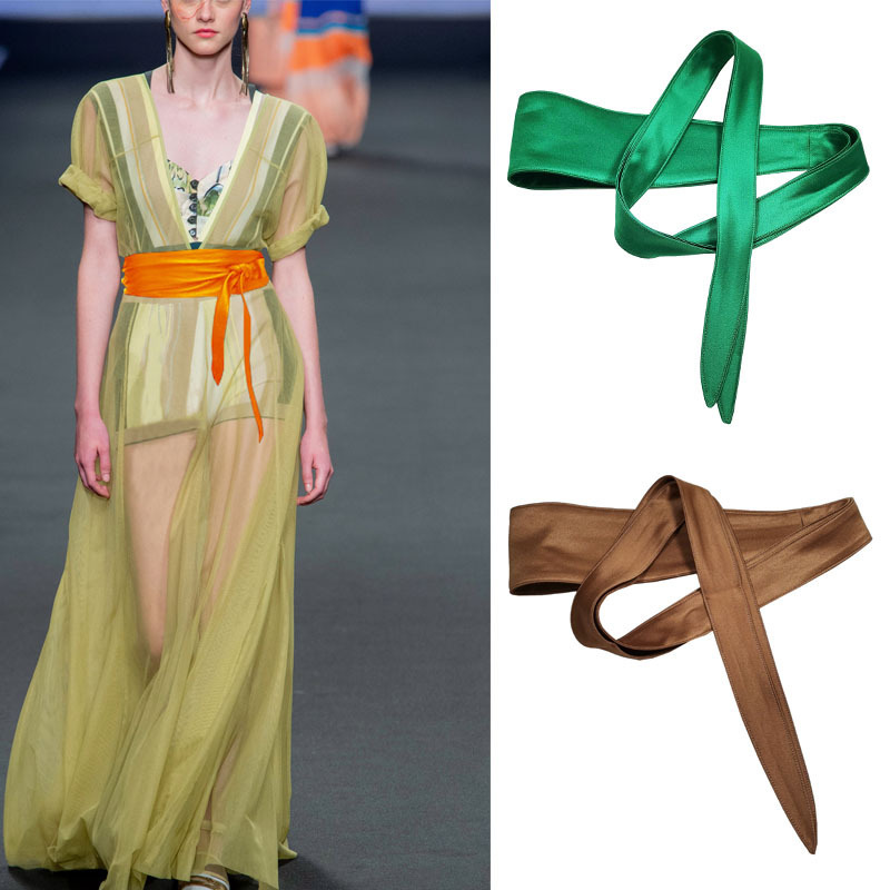 Cloth Belt Women's Decorative Wide Waist Cover Double Loop Bow All-match Simple Dress Coat Sweater Shirt Strap