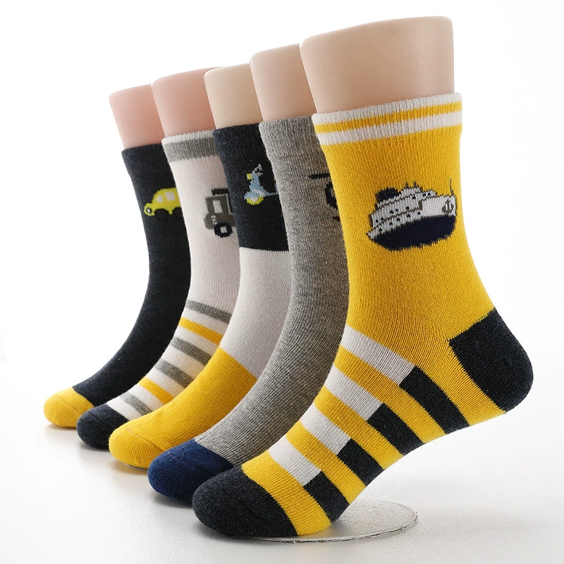 Children's autumn cartoon cute demi-season socks for boys, mid-length, for teenagers, wholesale