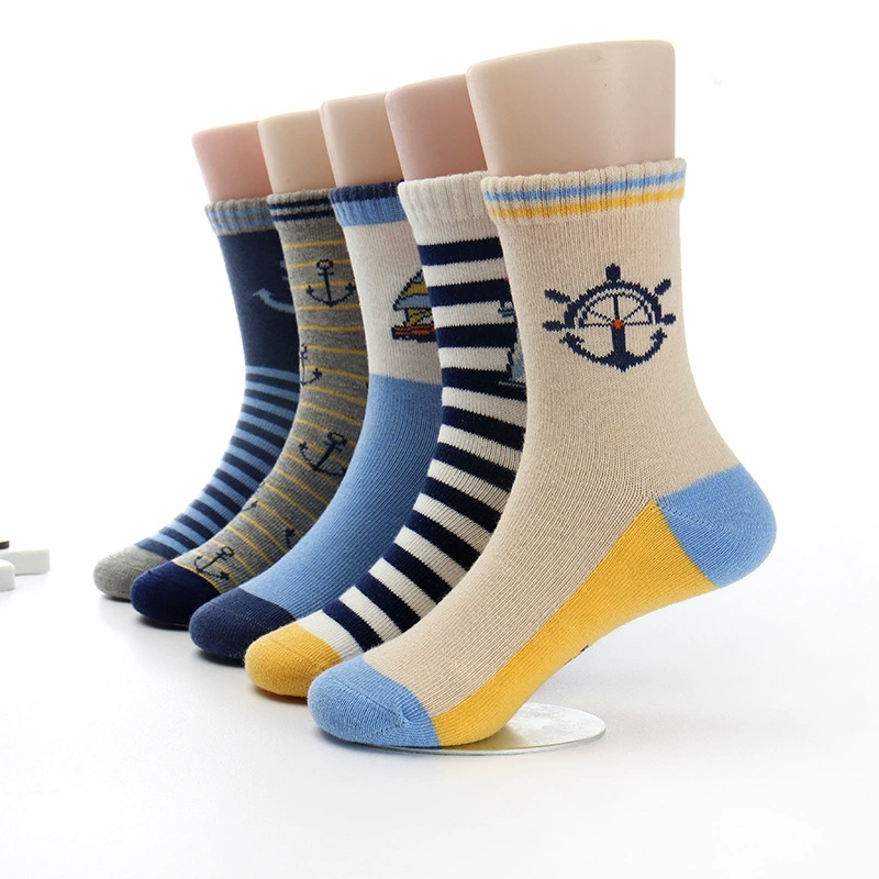 Children's autumn cartoon cute demi-season socks for boys, mid-length, for teenagers, wholesale