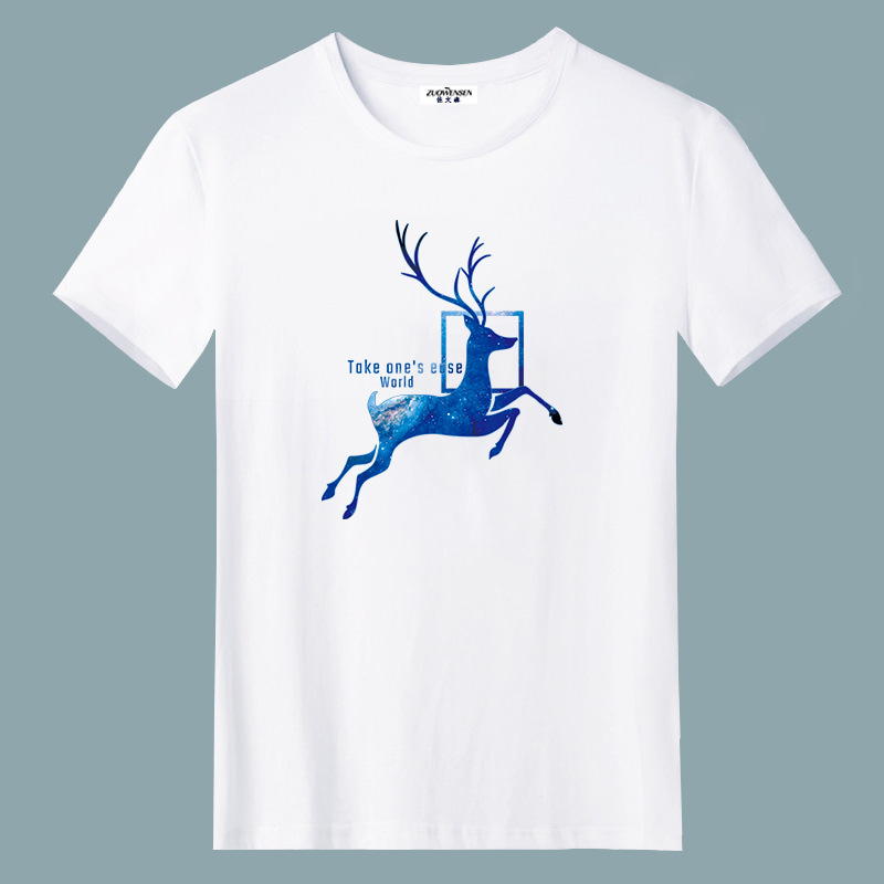 Camiseta de manga corta para hombres de verano camisa de fondo ropa superior estudiante slim-fit moda media manga blanca T cuello redondo camiseta moda para hombres