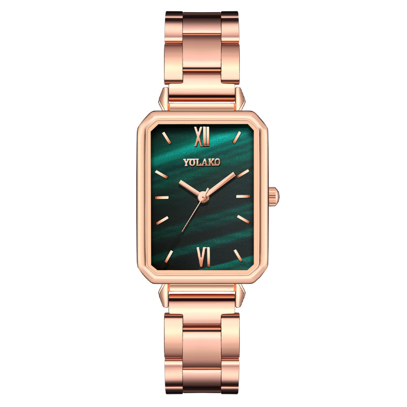 Manufacturer in stock one-piece delivery foreign trade popular TikTok Square small green watch women's watch women's watch steel belt quartz watch