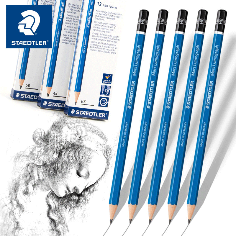 德国施德楼100蓝杆素描铅笔设计绘图画笔学生美术画画书写用铅笔