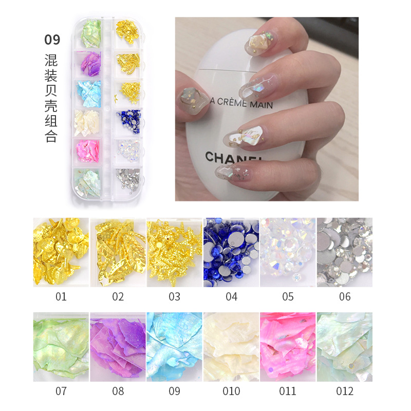 Red Sol Rojo estilo Joujou arte del clavo natural abalone rebanada delgada pieza de cáscara gruesa uñas arte joyería remache traje